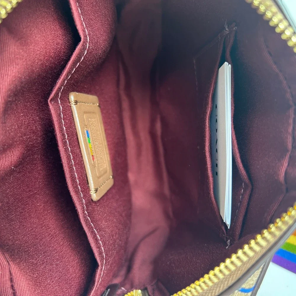 Coach Jamie Camera Bag Rainbow Signature Canvas Crossbody Excellent
